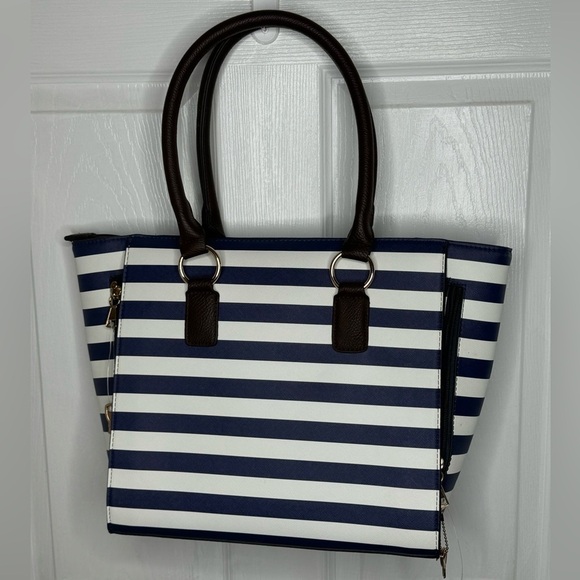 Carry and Conceal Bag Purse Navy Blue and White with Black trim BULLDOG Cases - Picture 2 of 12